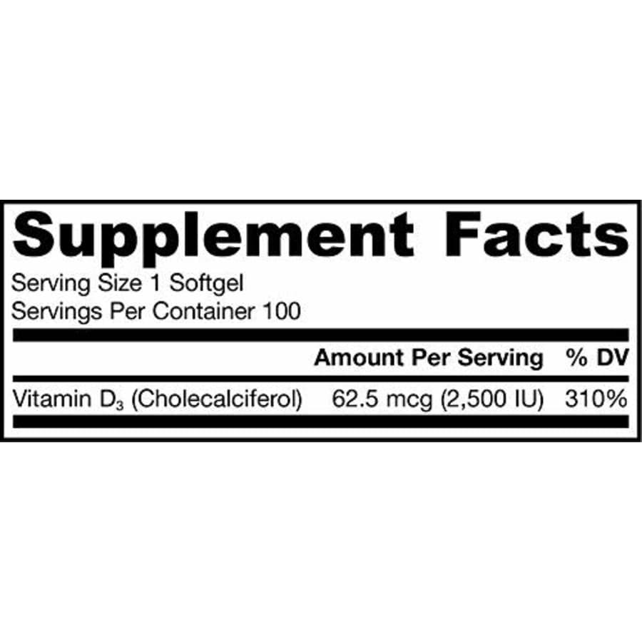 Jarrow Formulas Vitamin D3, Supports: Calcium and Bone Metabolism, 2500 IU, 100 Softgels for $10