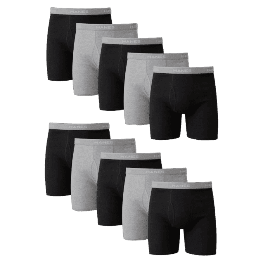 Hanes Men's Super Value Moisture-Wicking Cotton Boxer Briefs 10-Pack for $20