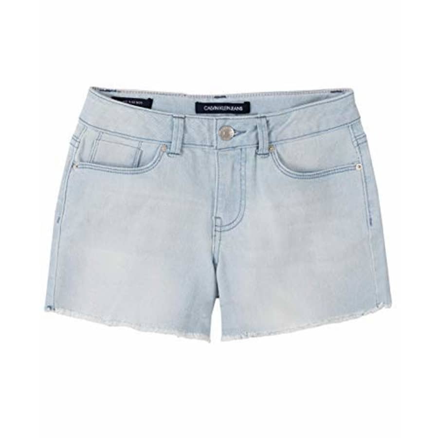 Calvin Klein Girls' Boyfriend Fit Stretch Denim Shorts, Stratus/Cut Off, 14 for $27