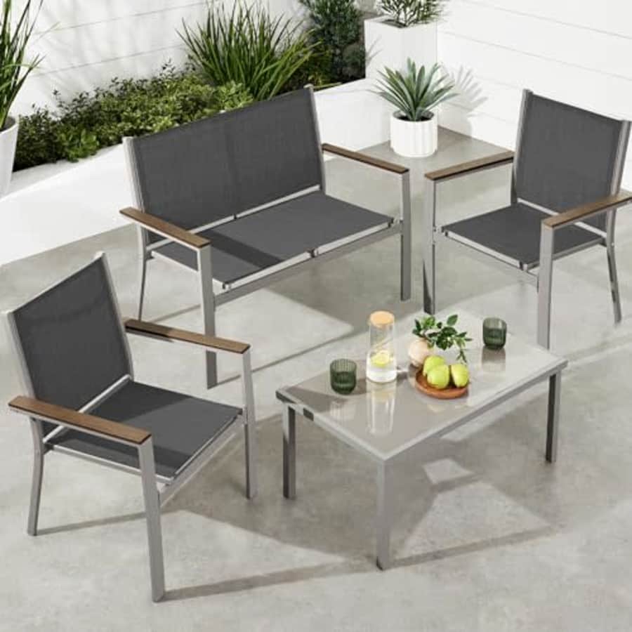 Best Choice Products 4-Piece Outdoor Textilene Patio Conversation Set, Backyard Furniture for $150