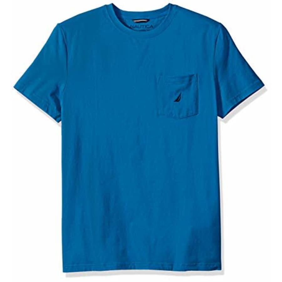 Nautica Men's Short Sleeve Stretch Pocket Crew Neck T-Shirt, Capri Blue, Small for $15