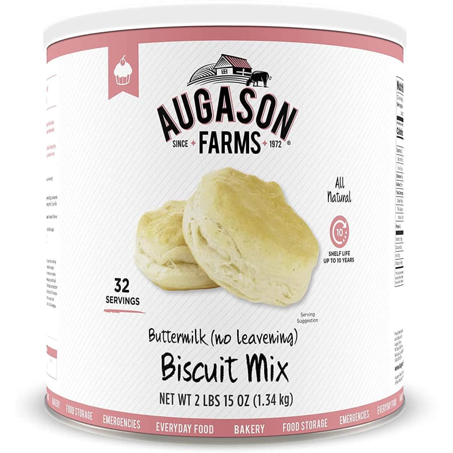 Augason Buttermilk (No Leavening) Biscuit Mix 32-Serving Can for $14 Augason Buttermilk (No Leavening) Biscuit Mix 32-Serving Can for $14