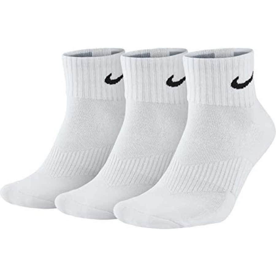 Nike Unisex Performance Cushion Quarter 3 Pair, White/Black, Medium for $54 Nike Unisex Performance Cushion Quarter 3 Pair, White/Black, Medium for $54