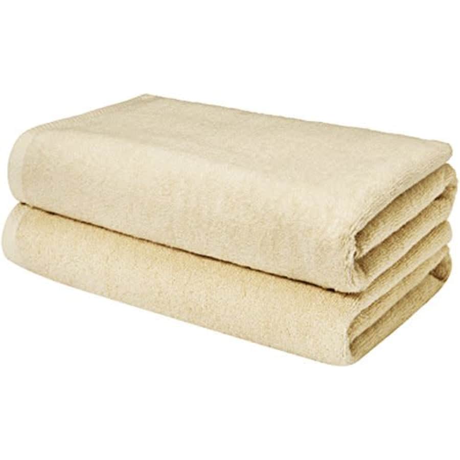 Amazon Basics Quick-Dry, Luxurious, Soft, 100% Cotton Towels, Linen - Set of 2 Bath Sheets for $23