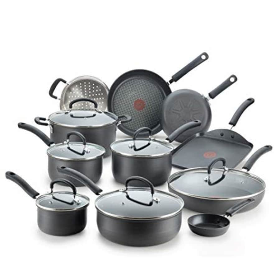 T-fal Ultimate Hard Anodized Nonstick Cookware Set 17 Piece Pots and Pans, Dishwasher Safe Black for $94