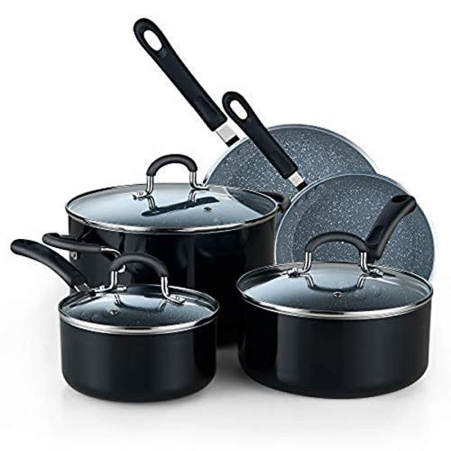 Cook N Home 8-Piece Nonstick Heavy Gauge Cookware Set, Marble for $85 Cook N Home 8-Piece Nonstick Heavy Gauge Cookware Set, Marble for $85