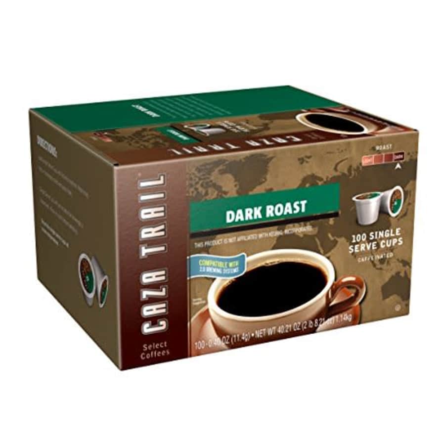 Caza Trail Coffee, Dark Roast, 100 Single Serve Cups for $74 Caza Trail Coffee, Dark Roast, 100 Single Serve Cups for $74