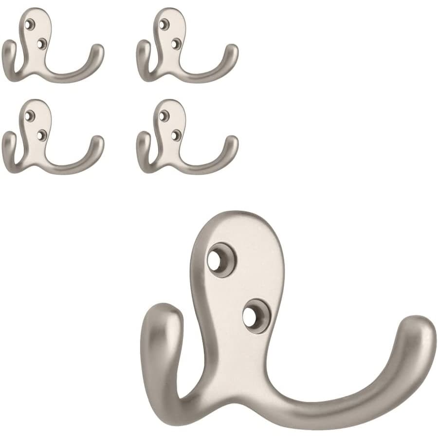 Franklin Brass Double Prong Robe Hook 5-Pack for $8