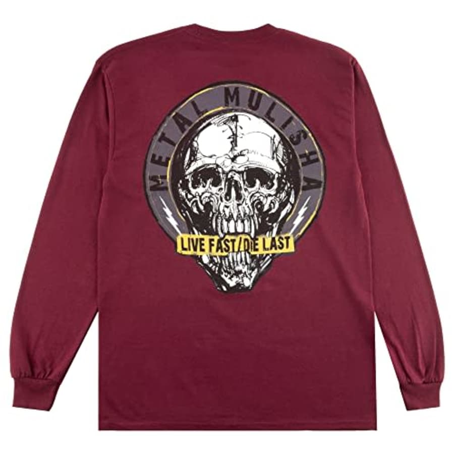 Metal Mulisha Men's Grinding Long Sleeve T-Shirt, Burgundy, Small for $22