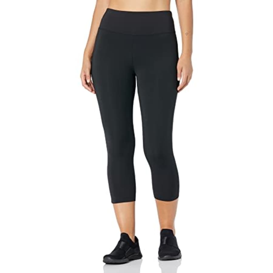 Spalding Women's Activewear 19 inch Inseam Capri Legging, Regular and Plus Size, Black, 1X for $19