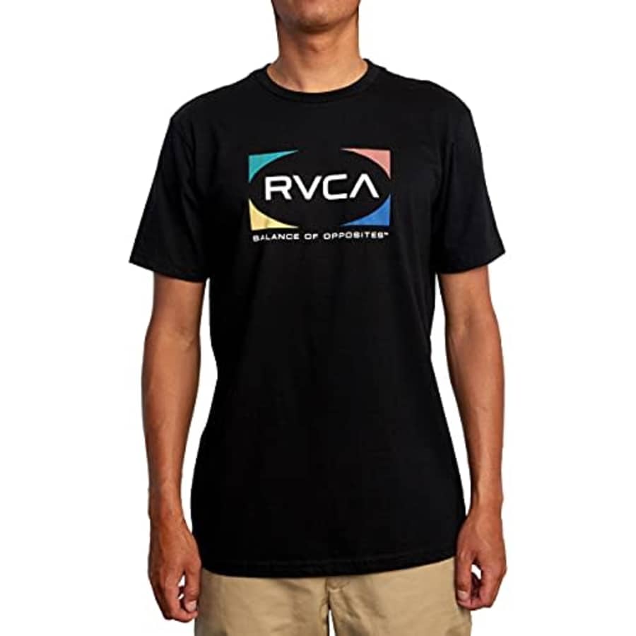 RVCA Men's Graphic Short Sleeve Crew Neck Tee Shirt, Quad S/S/Black, X-Large for $30