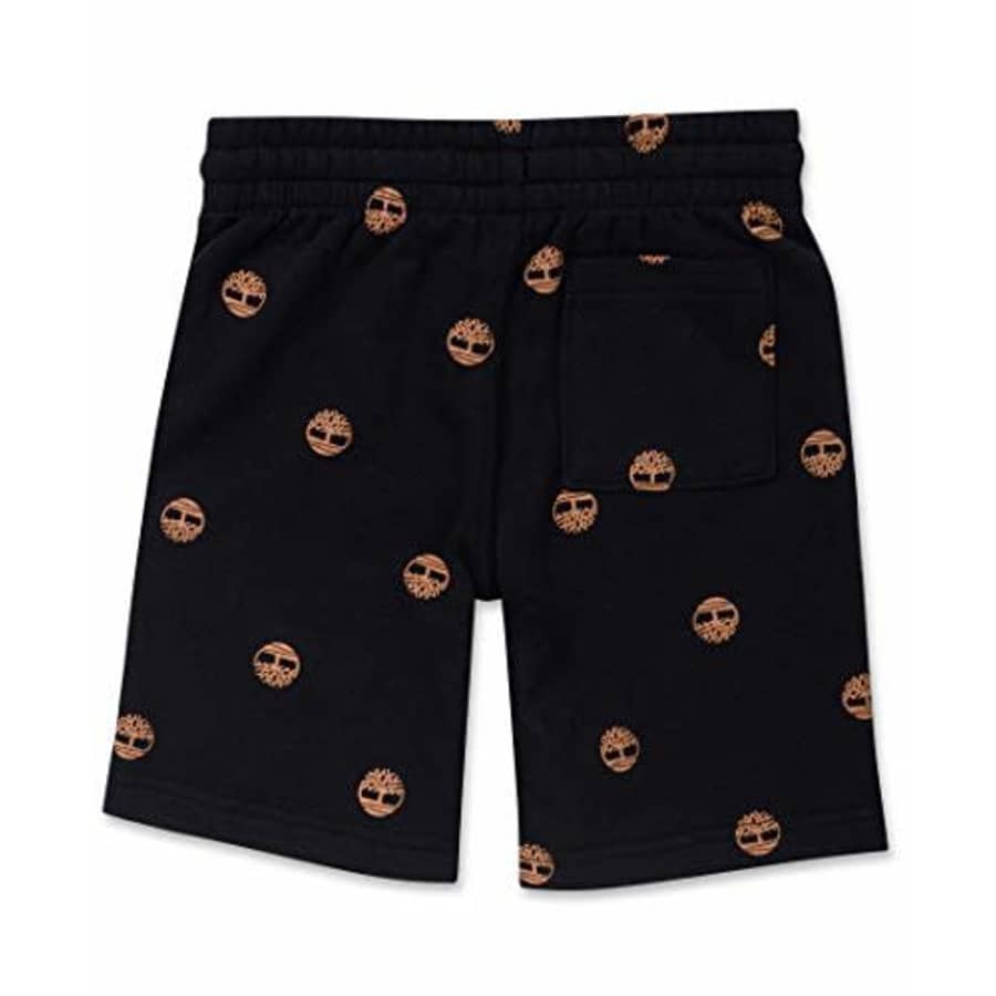 Timberland Boys' Drawstring Logo Knit Shorts, Black, Medium (10/12) for $21