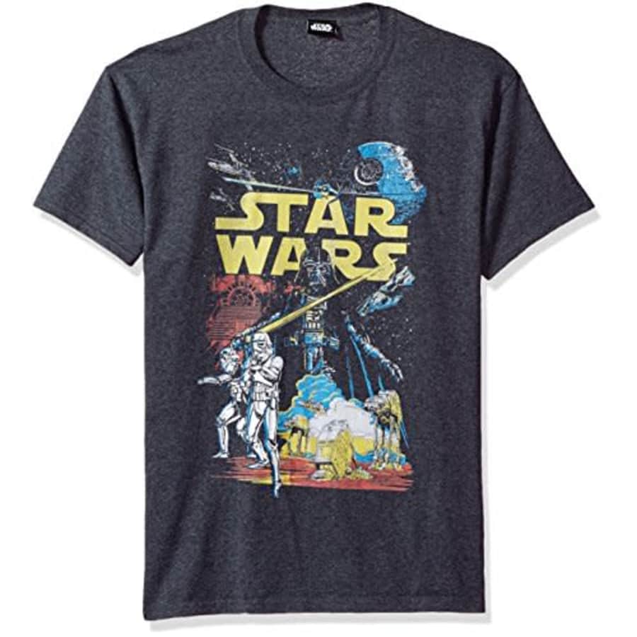 Star Wars Men's Rebel Classic Graphic T-Shirt, Charcoal Heather, Small for $10