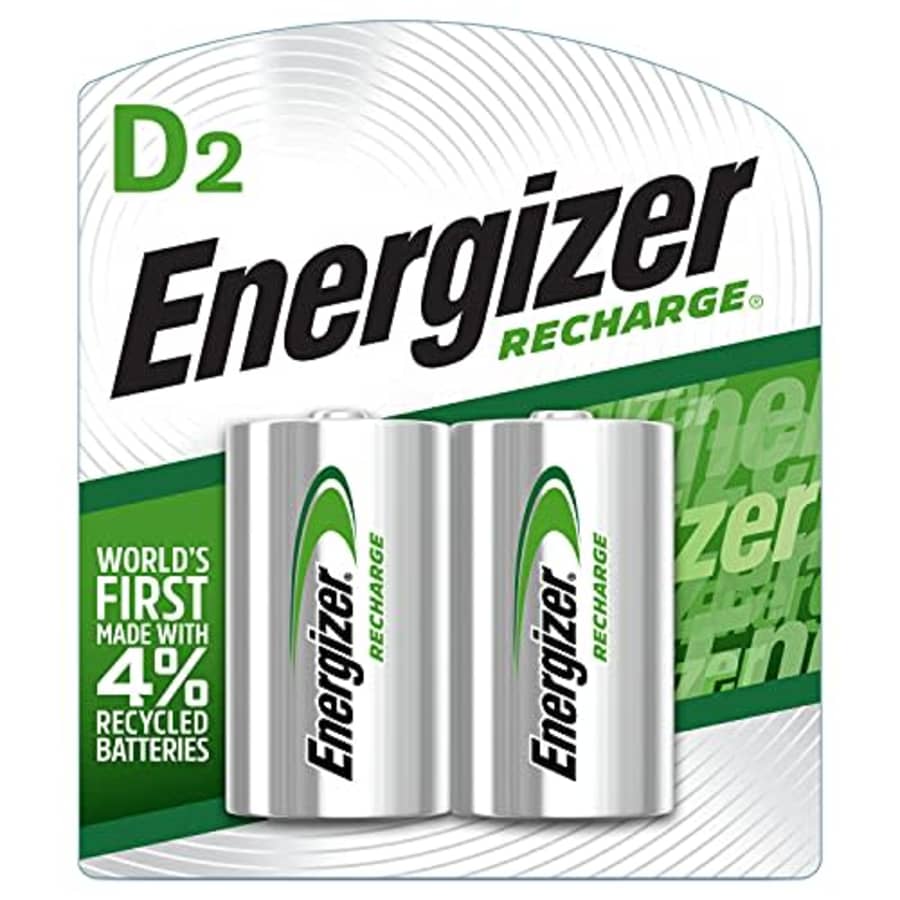 Energizer Rechargeable D Batteries, NiMH, 2500 mAh, 2 count (NH50BP-2) Green and Silver for $26