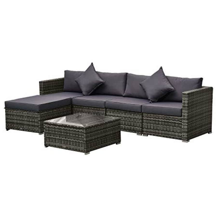 Outsunny 6 Pieces Outdoor Rattan Sofa Set, Sectional Conversation Patio Furniture Set with Cushions for $420 Outsunny 6 Pieces Outdoor Rattan Sofa Set, Sectional Conversation Patio Furniture Set with Cushions for $420