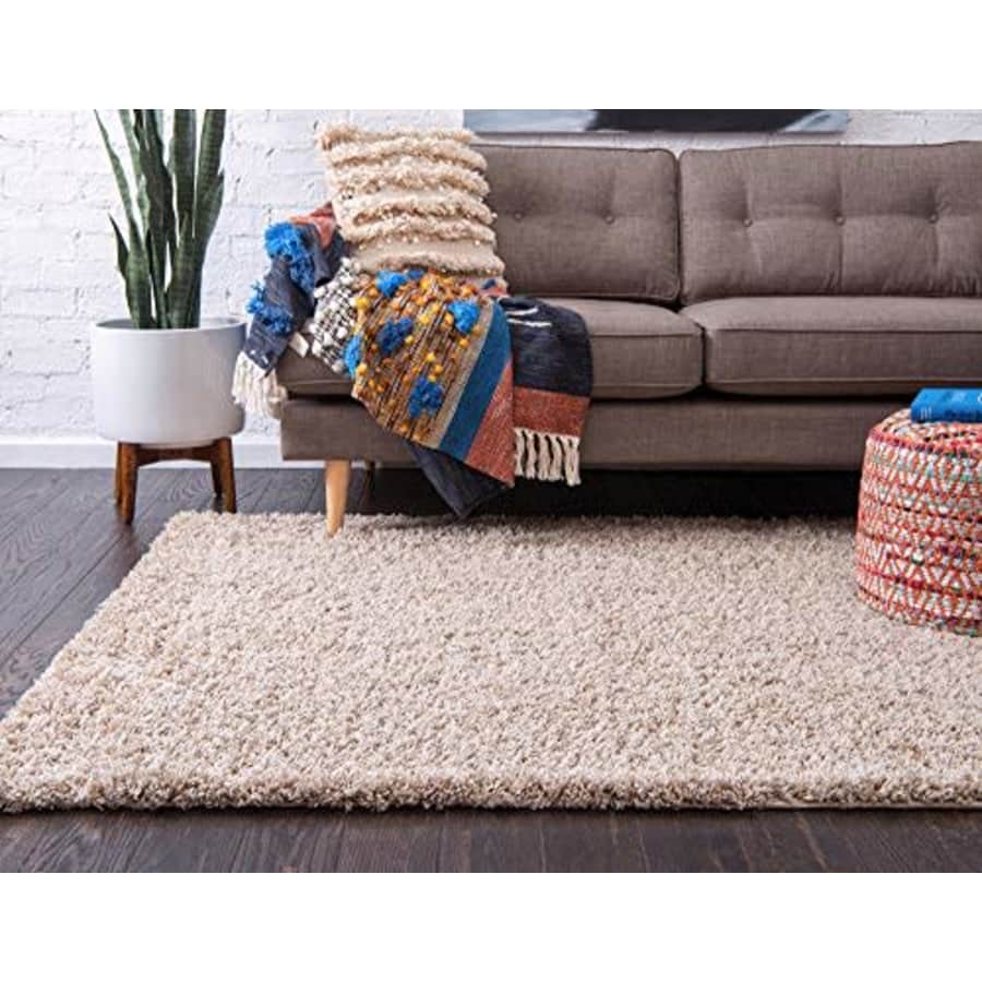 Unique Loom Solo Solid Shag Collection Modern Plush Taupe Area Rug (8' 0 x 10' 0) for $99