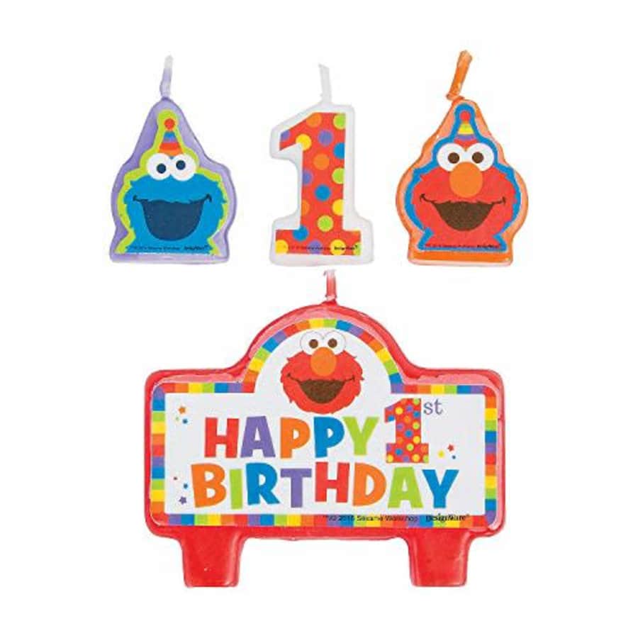 Fun Express - Elmo Turns One Candle Set for Birthday - Party Supplies - Licensed Tableware - Misc for $33