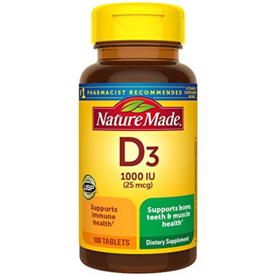 Nature Made Vitamin D 25 mcg (1000 IU) Tablets, 100 Count for Bone Health (Pack of 3) for $21
