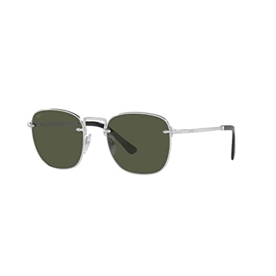 Persol PO2490S Square Sunglasses, Silver/Green, 54 mm for $154