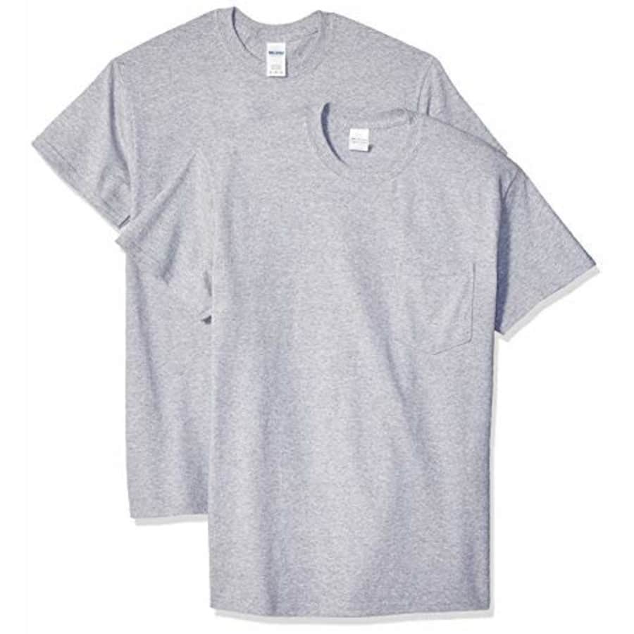 Gildan Men's Ultra Cotton Adult T-Shirt with Pocket, 2-Pack, Sport Grey, X-Large for $15