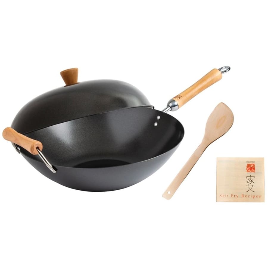 Joyce Chen 14" Nonstick Carbon Steel Wok 4-Piece Set for $31