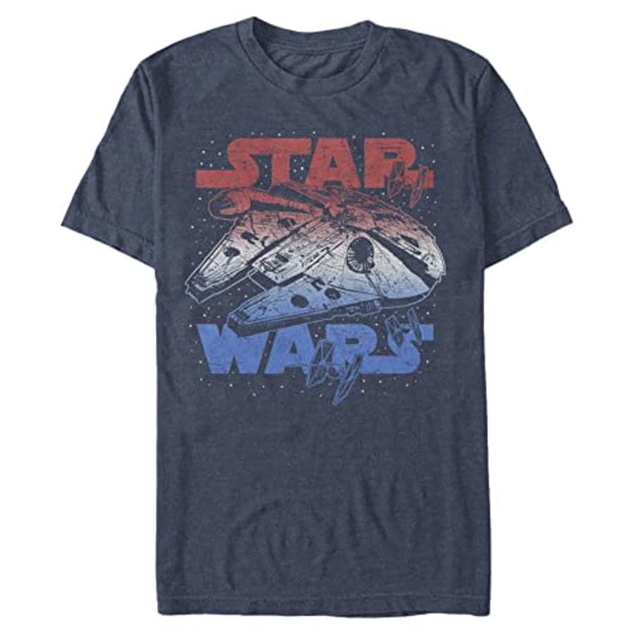 STAR WARS Big & Tall Star Spangled Falcon Men's Tops Short Sleeve Tee Shirt, Navy Blue Heather, for $7