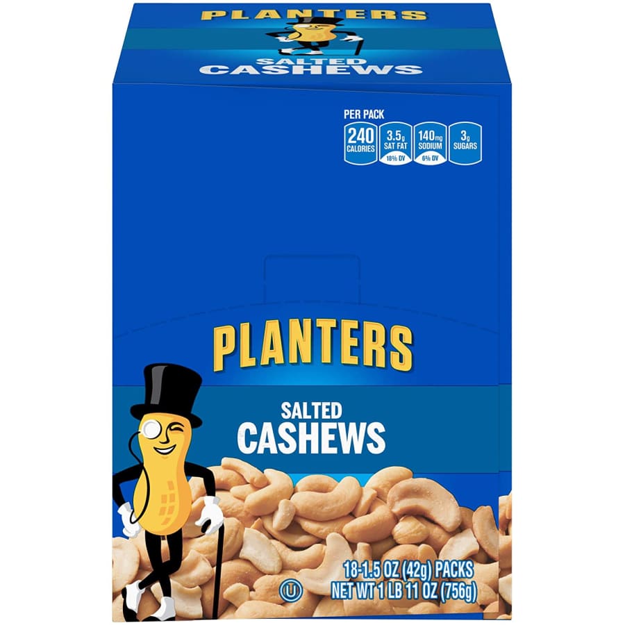 Planters Salted Cashews 18-Pack 1.5-oz. Bags for $11 via Sub & Save Planters Salted Cashews 18-Pack 1.5-oz. Bags for $11 via Sub & Save