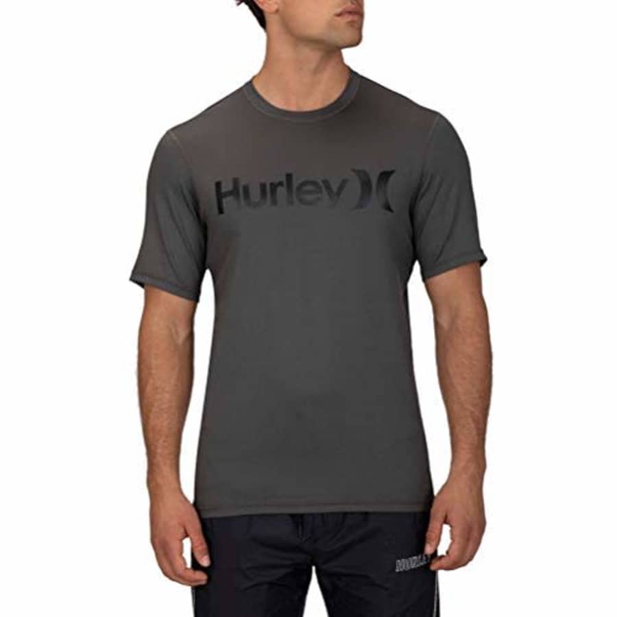 Hurley Men's One & Only Short Sleeve Sun Protection Rashguard Shirt, Iron Grey, M for $30