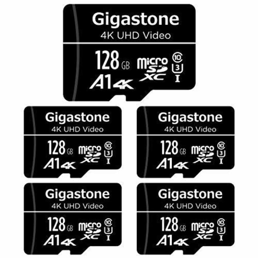 Gigastone 128GB 5-Pack Micro SD Card, 4K UHD Video, Surveillance Security Cam Action Camera Drone for $70