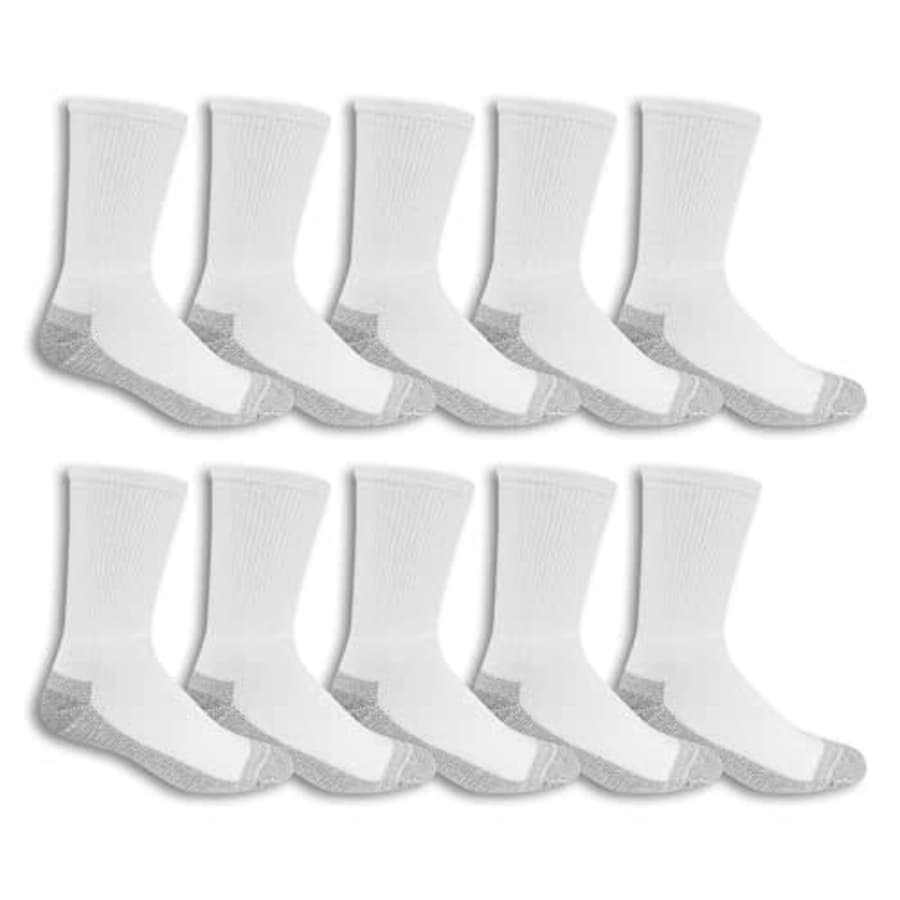 Fruit of the Loom Men's Work Gear Short Boot Crew Socks (6 Pack), White, 6-12 for $14