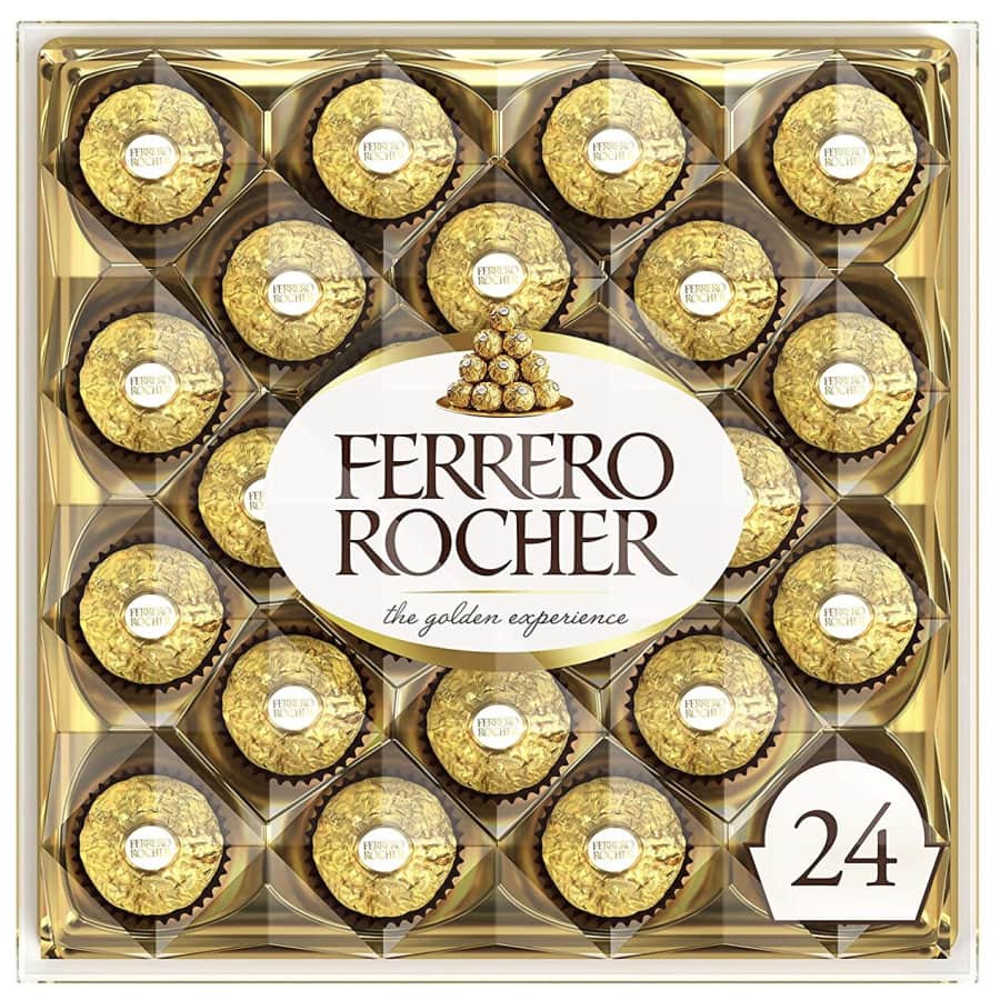 Ferrero Rocher 24-Count Hazelnut Milk Chocolates for $12 Ferrero Rocher 24-Count Hazelnut Milk Chocolates for $12