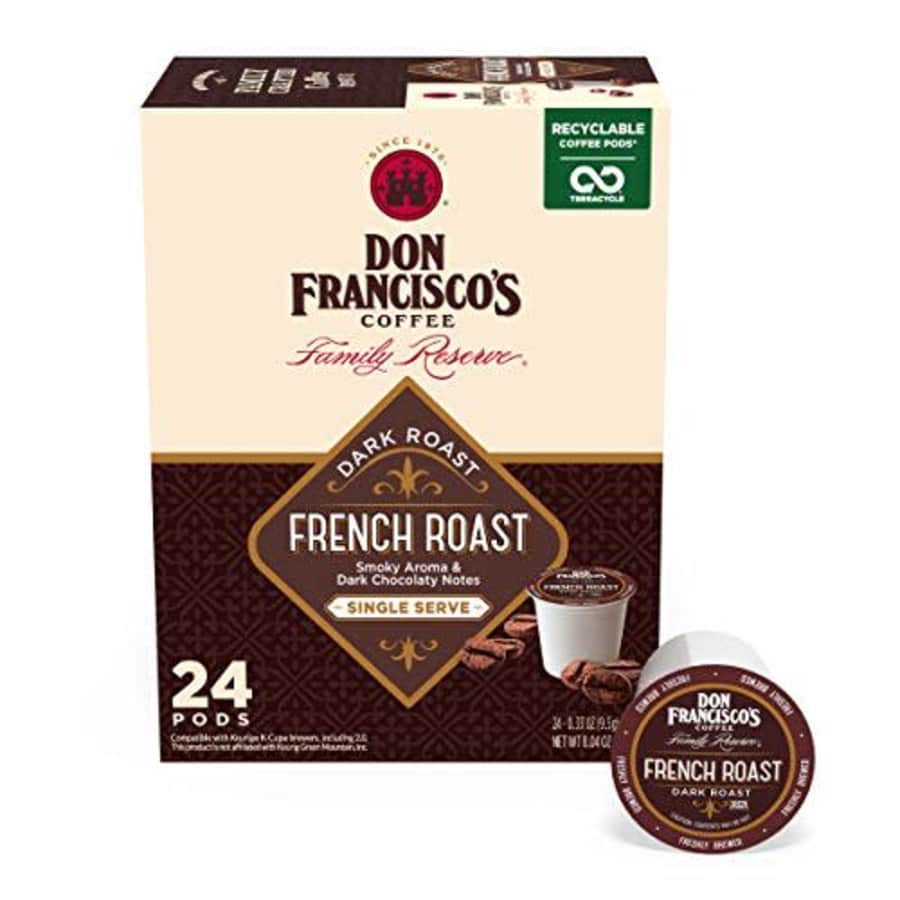 Don Francisco's French Dark Roast Coffee Pods - 24 Count - Recyclable Single-Serve Coffee Pods, for $14 Don Francisco's French Dark Roast Coffee Pods - 24 Count - Recyclable Single-Serve Coffee Pods, for $14