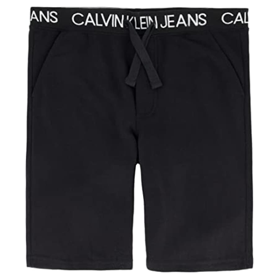 Calvin Klein Boys' Big Logo Waistband Sweat Short, WB Black 22, 14-16 for $23