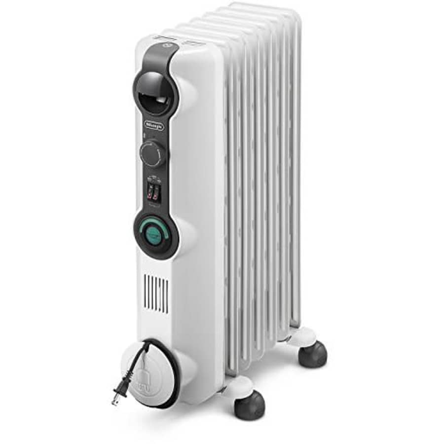 DeLonghi De'Longhi Oil-Filled Radiator Space Heater, Quiet 1500W, Adjustable Thermostat, 3 Heat Settings for $95