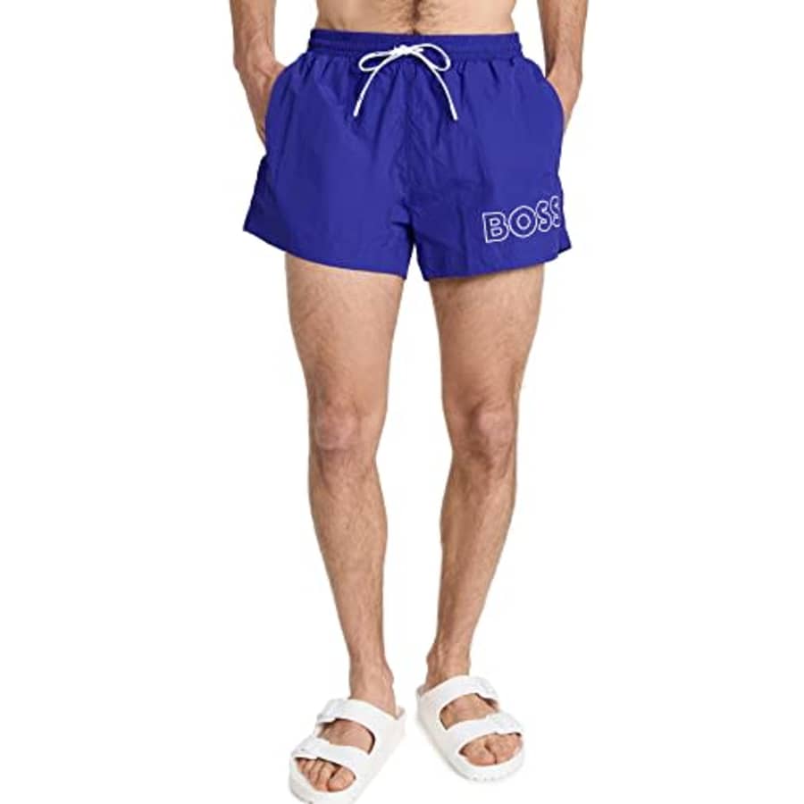 BOSS Men's Standard Big Logo Swim Trunk, Blue Aegean, XXL for $45