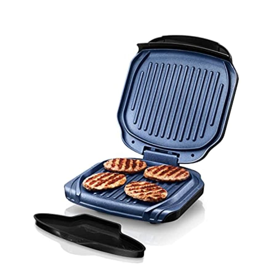 Granitestone Indoor Grill & Panini Press 2 Serving Grill, with Double Sided Heating Plates, Fat for $30