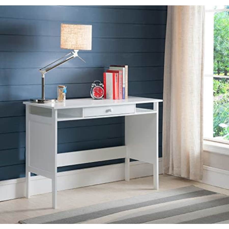 Kings Brand Furniture Home & Office Parsons Wood Desk with Drawer, White for $66