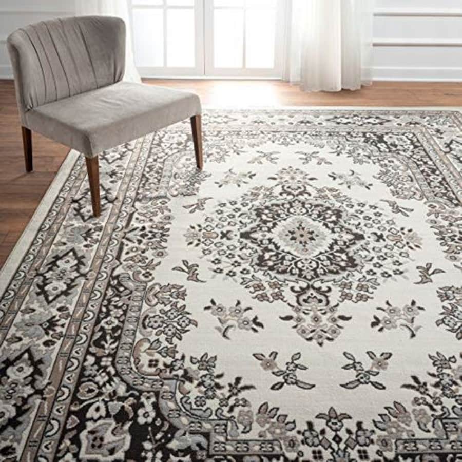 Home Dynamix Premium Sakarya Traditional Medallion Border Area Rug, Ivory/Taupe, 7'9"x10'8" for $77