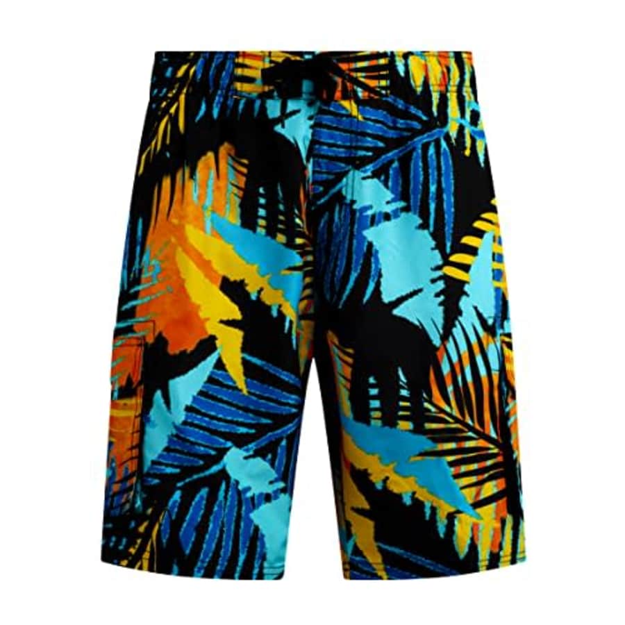 Kanu Surf Men's Standard Bellaire Swim Trunks (Regular & Extended Sizes), Polynesia Black/Orange, for $23