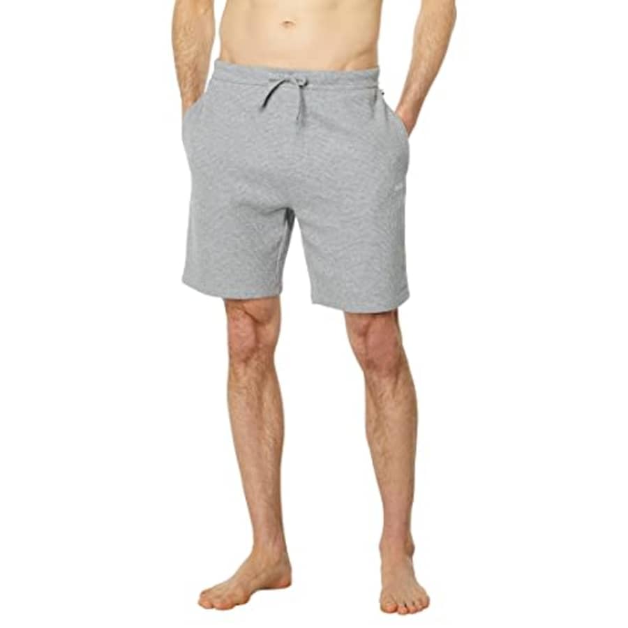 BOSS Men's Waffle Contrast Logo Lounge Shorts, Light Cloud Grey, XL for $29
