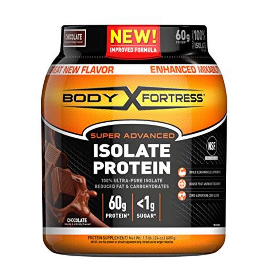 Body Fortress Super Advanced Whey Protein Isolate Powder, Gluten Free, Chocolate, 1.5 lbs for $56 Body Fortress Super Advanced Whey Protein Isolate Powder, Gluten Free, Chocolate, 1.5 lbs for $56