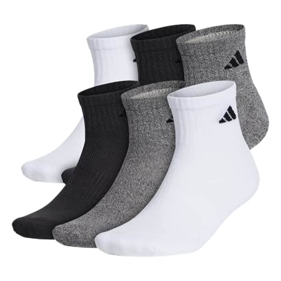 adidas Athletic Cushioned Quarter Socks (6-Pair) for $18