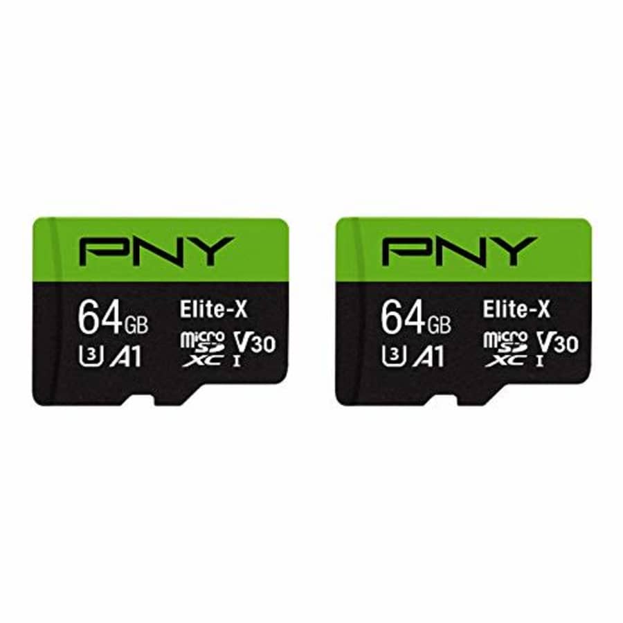PNY 64GB Elite-X Class 10 U3 V30 microSDXC Flash Memory Card 2-Pack for $13 PNY 64GB Elite-X Class 10 U3 V30 microSDXC Flash Memory Card 2-Pack for $13