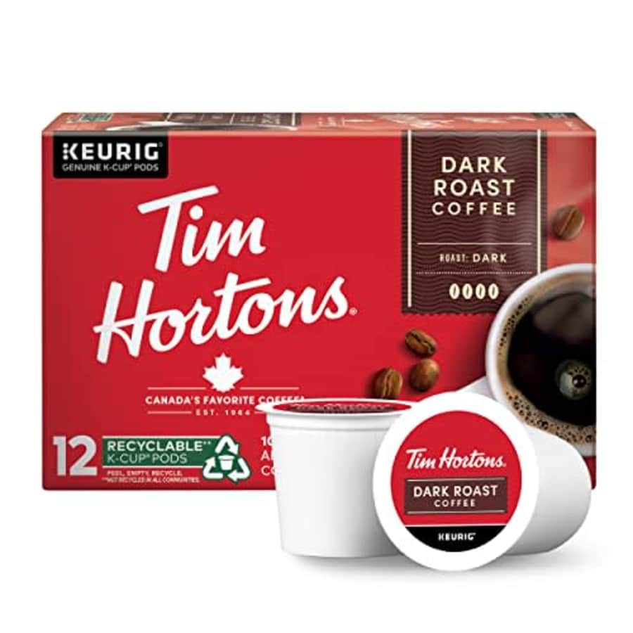 Tim Hortons Dark Roast Coffee, Single-Serve K-Cup Pods Compatible with Keurig Brewers, 12ct K-Cups for $9 Tim Hortons Dark Roast Coffee, Single-Serve K-Cup Pods Compatible with Keurig Brewers, 12ct K-Cups for $9