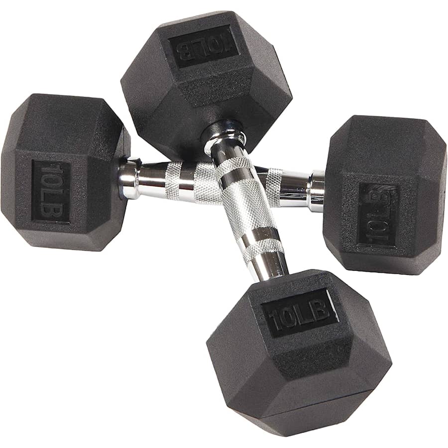 BalanceFrom 10-lb. Rubber Encased Hex Dumbbell Set for $25