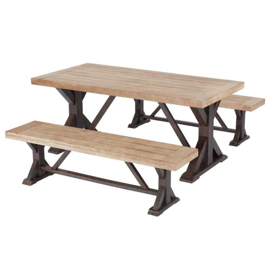 Hampton Bay Silver Oaks Farmhouse 3-Piece Teak Wood Patio Dining Set for $499