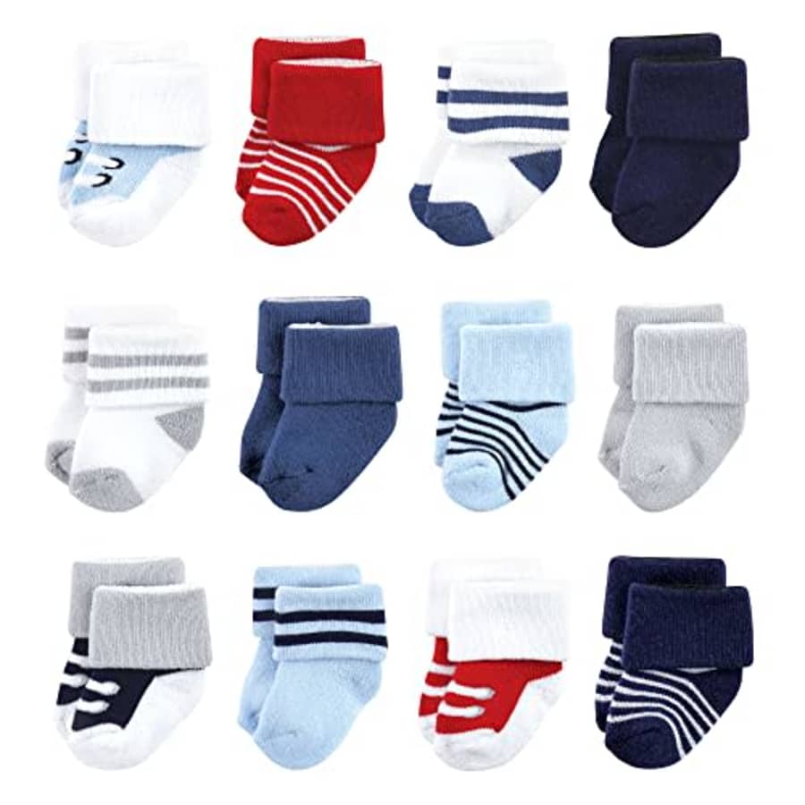 Luvable Friends baby girls Luvable Friends Unisex Newborn and Terry Socks Red Navy Sneakers 12 Pack for $13 Luvable Friends baby girls Luvable Friends Unisex Newborn and Terry Socks Red Navy Sneakers 12 Pack for $13