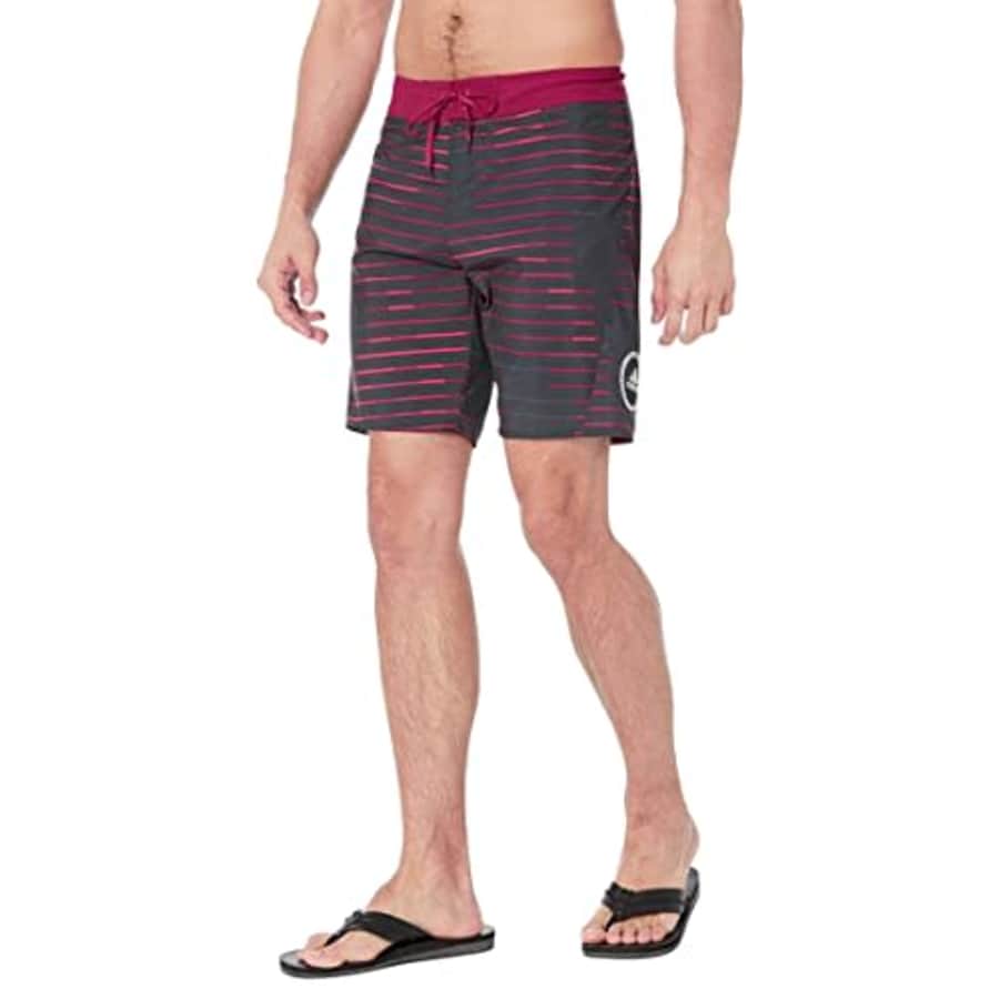 adidas Men's Standard Classic Length Melbourne Graphic Boardshort, Black/Vivid Red, 30" for $15