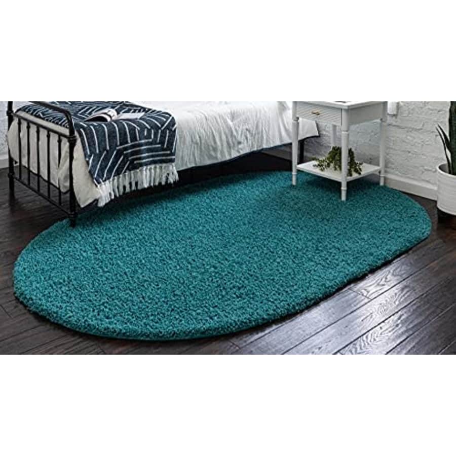 Unique Loom Solo Solid Shag Collection Area Modern Plush Rug Lush & Soft, 5' 0 x 8' 0 Oval, Aqua for $59 Unique Loom Solo Solid Shag Collection Area Modern Plush Rug Lush & Soft, 5' 0 x 8' 0 Oval, Aqua for $59