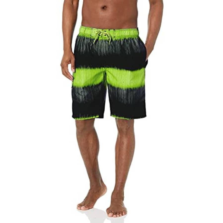 Kanu Surf Men's Mirage Swim Trunks (Regular & Extended Sizes), Zipline Black/Green, 5X for $22